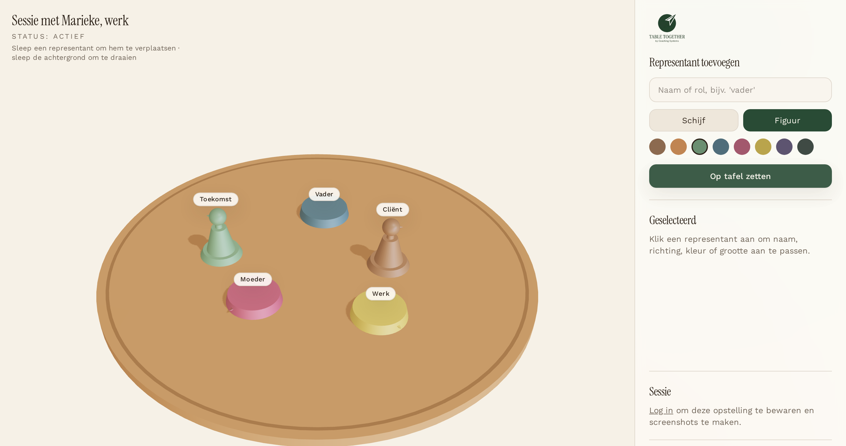 Gedeelde 3D-tafel met representanten in een opstelling